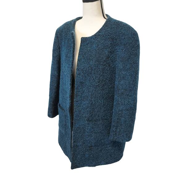 Zanella Samantha Italian Alpaca Wool Blend Teal Blue Jacket NWOT Women Size 14 - Picture 2 of 10